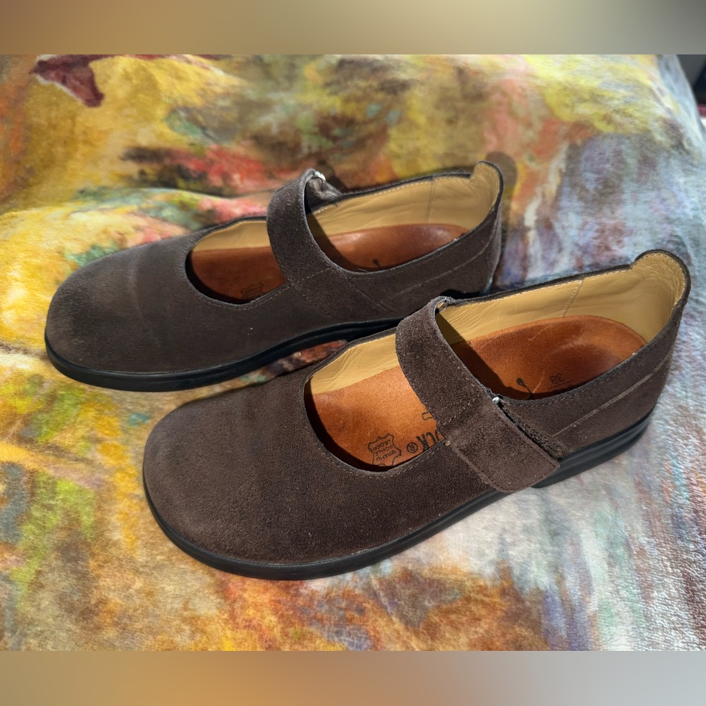 Birkenstock Brown Suede Mary Jane Shoes 38